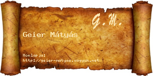 Geier Mátyás névjegykártya